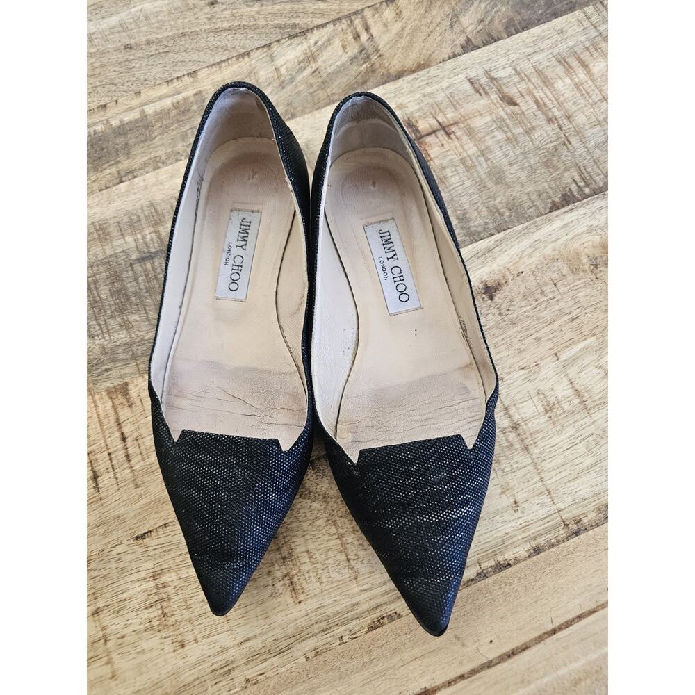 Jimmy Choo Ballet Flats Pointed Toe Women's Size 37/7 Slip On Black - Picture 2 of 16
